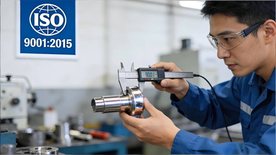 ISO 9001 quality inspection for precision die casting components using digital caliper measurement