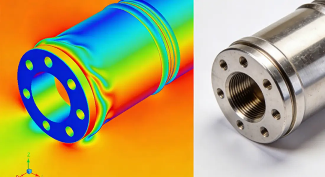 Die casting simulation analysis compared with precision machined metal component