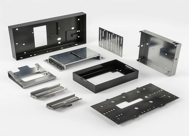 Custom sheet metal fabrication parts including metal enclosures, brackets, panels and precision laser cut components with bending and assembly