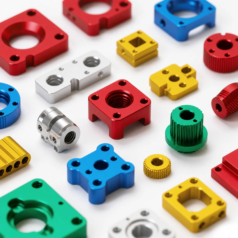 Assorted custom aluminum CNC milled parts with precision holes and threads