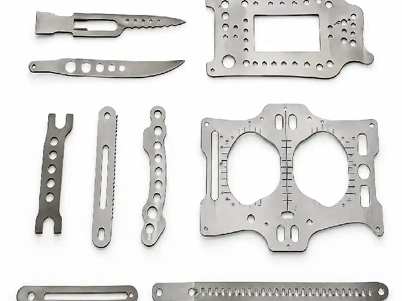 Precision etched metal parts with fine slots and complex outlines